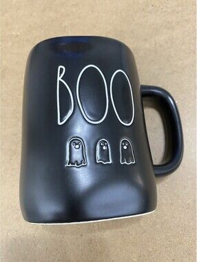 Rae Dunn Boo Halloween Coffee Mug With Ghost Black And White Mug